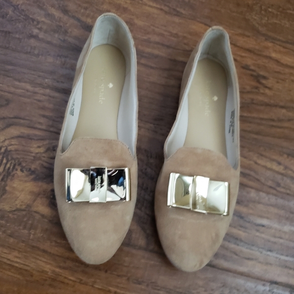 Kate Spade Silina Loafer Flat Suede Bow Gold Tan Brand 6.5 M - Picture 16 of 16